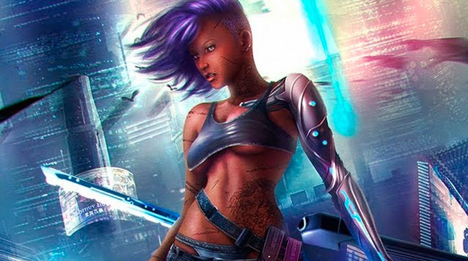 La chica morena con underboob de Cyberpunk 2077